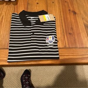 Nike Black and White Striped Polo Ryder Cup Bethpage Black